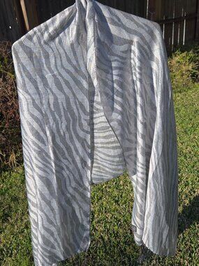 Shawl or Wrap with silver threads  - Oblong with light fringe. Cool/windy days